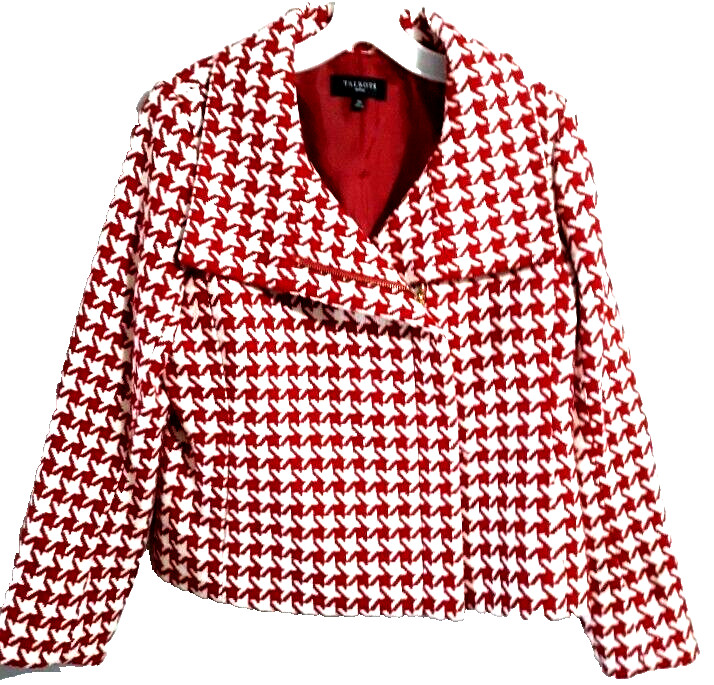Talbots Petite Hounds Tooth Women’s 10P Lined Jacket Wool Blend Zip Up Excellent