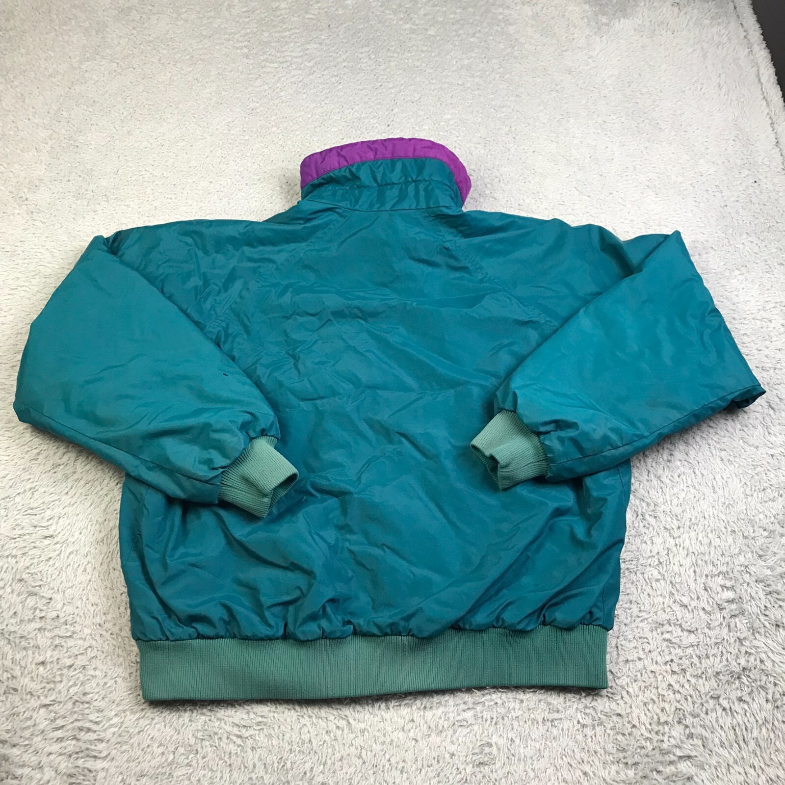 Columbia Jacket Mens M Teal/Purple Aztec Fleece Lined Parka Bomber Vintage 90s