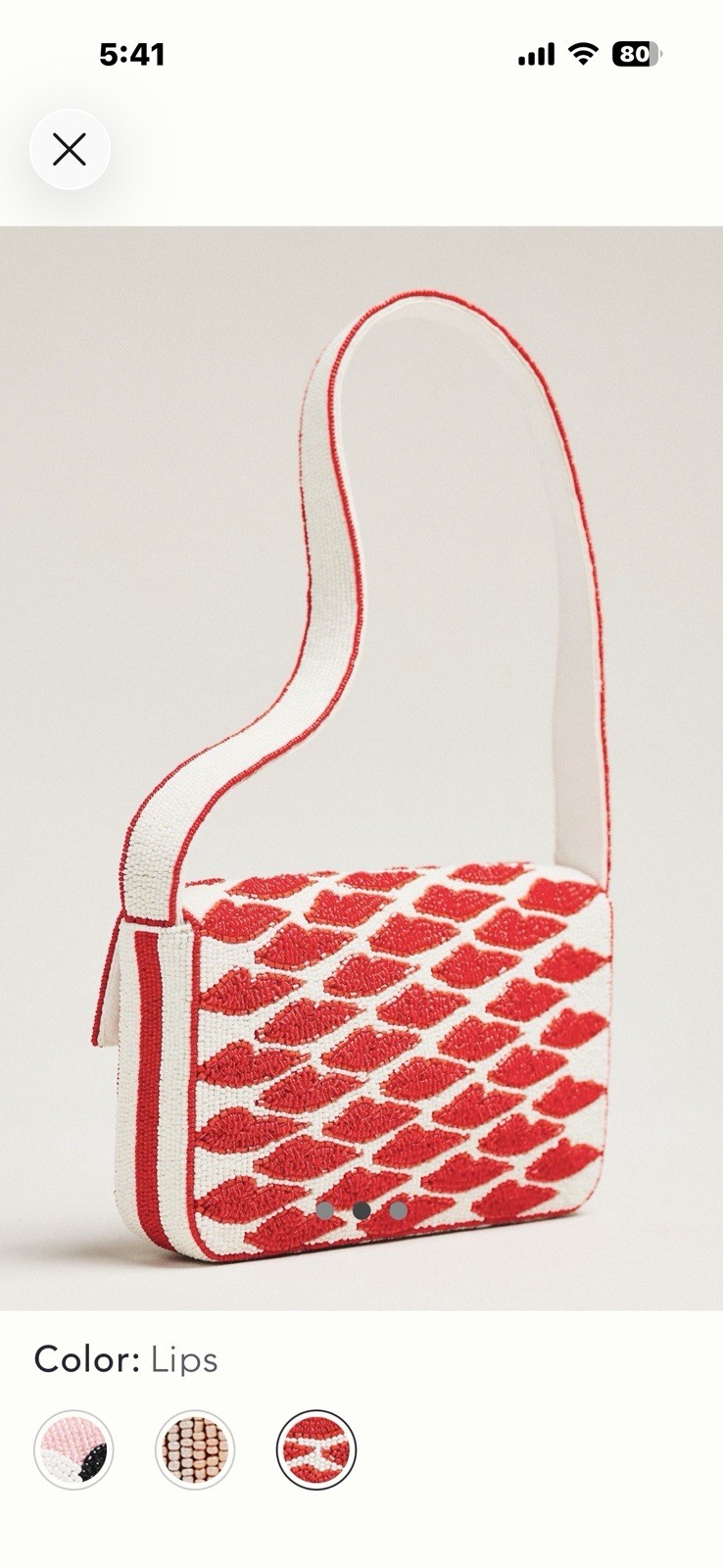 Anthropologie Fiona Beaded PURSE Icon Edition RED Lips KISS BAG NWT