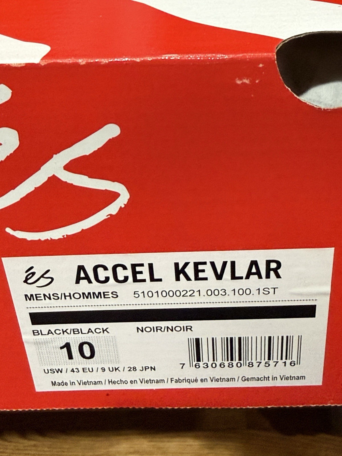 eS Skateboarding ACCEL KEVLAR Size 10 Numbered 151/300 éS Made With Kevlar