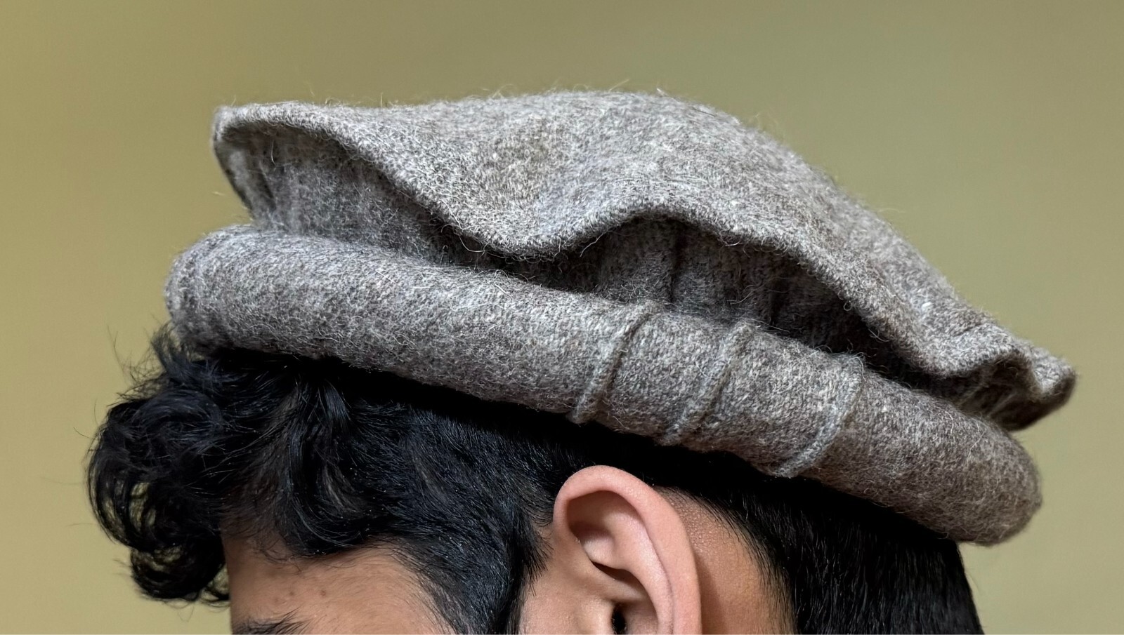 Afghan Pakistan Chitrali Pashtun Tribal Pakol Cap Kufi Topi Pakul Hat Grey