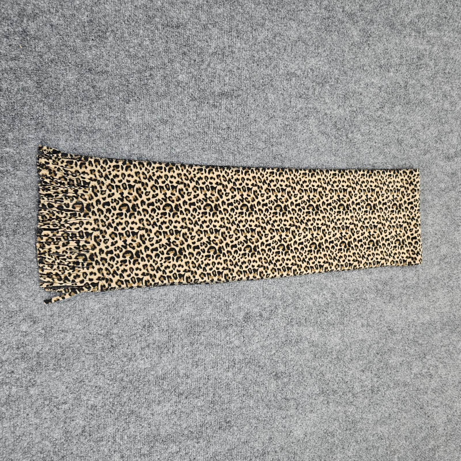 Leopard Print Scarf Multicolor Polyester Spandex Blend Decorative Fringe Border