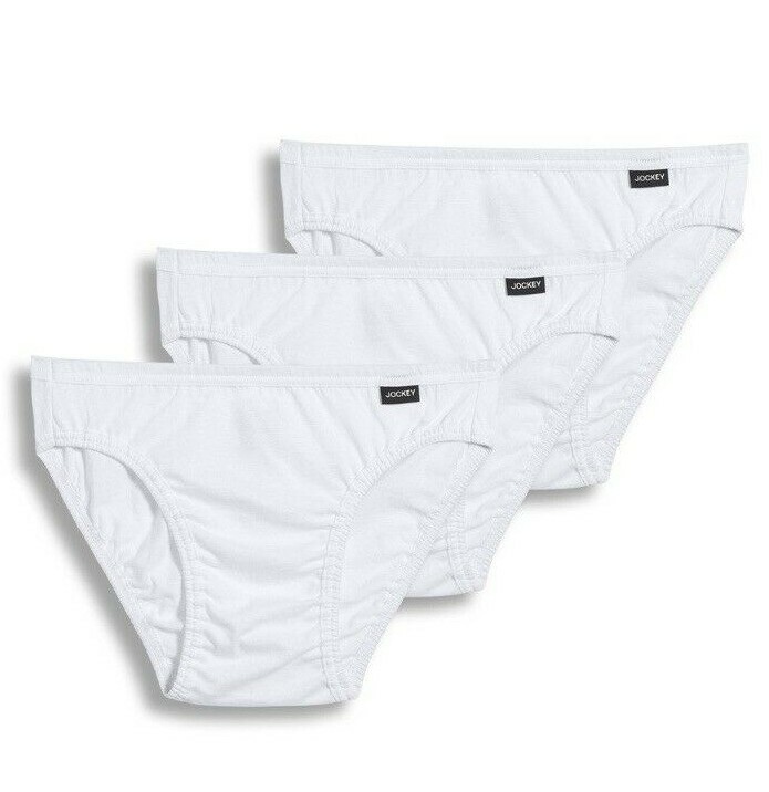 New Men’s Jockey 3-pack (White) Color Bikini Briefs Underwear 100% Cotton