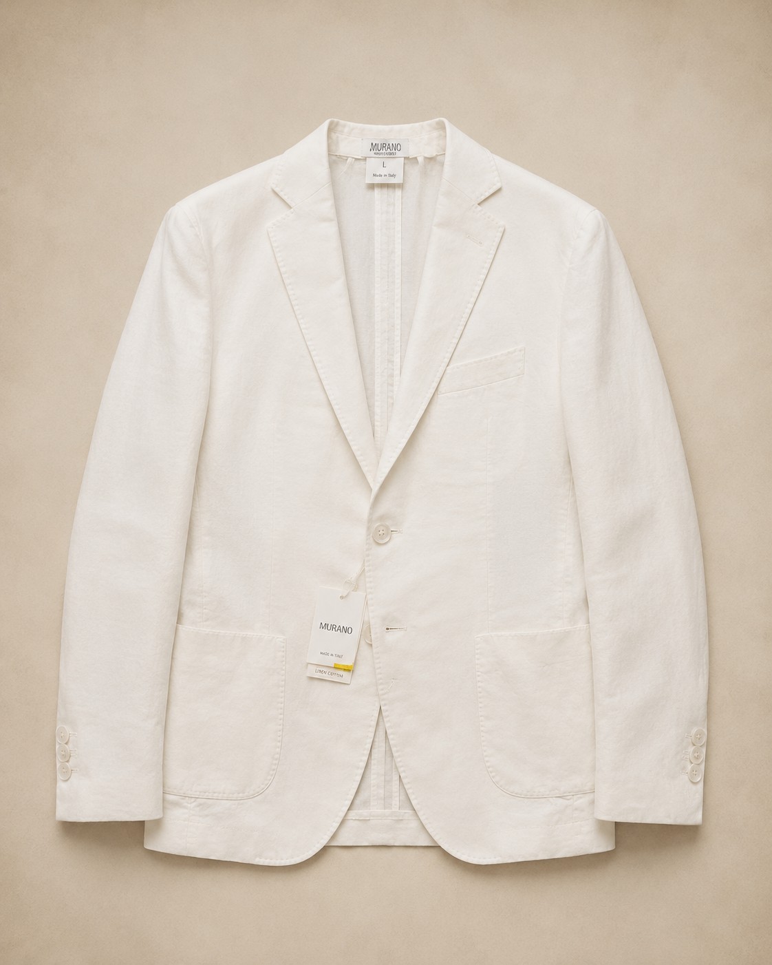 Baird McNutt Murano White Linen Blend Blazer Jacket Mens XLT Single Breasted