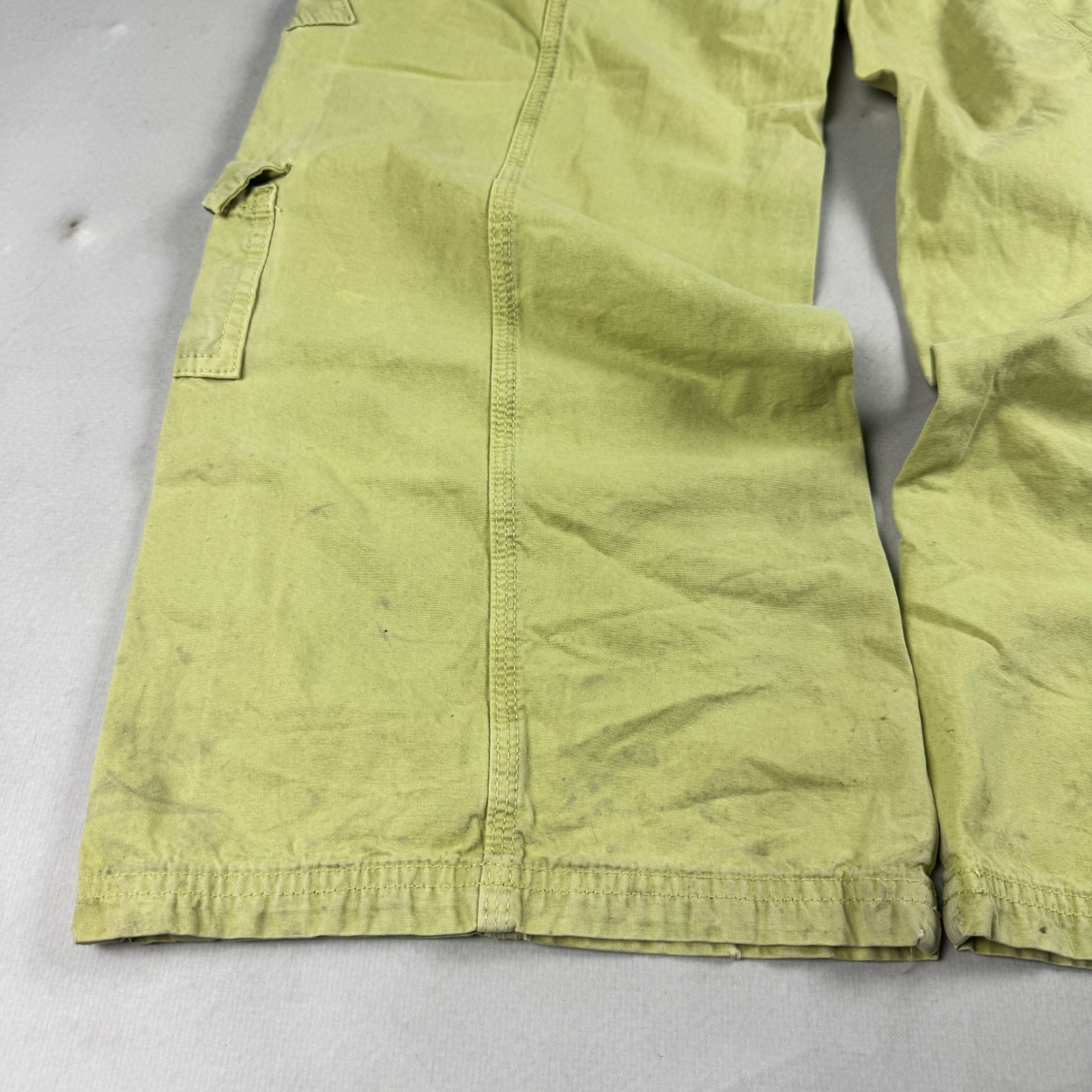 Womens Y2K Lime Green Cargo Pants Wide Leg Utility Multi Pocket Streetwear Baggy