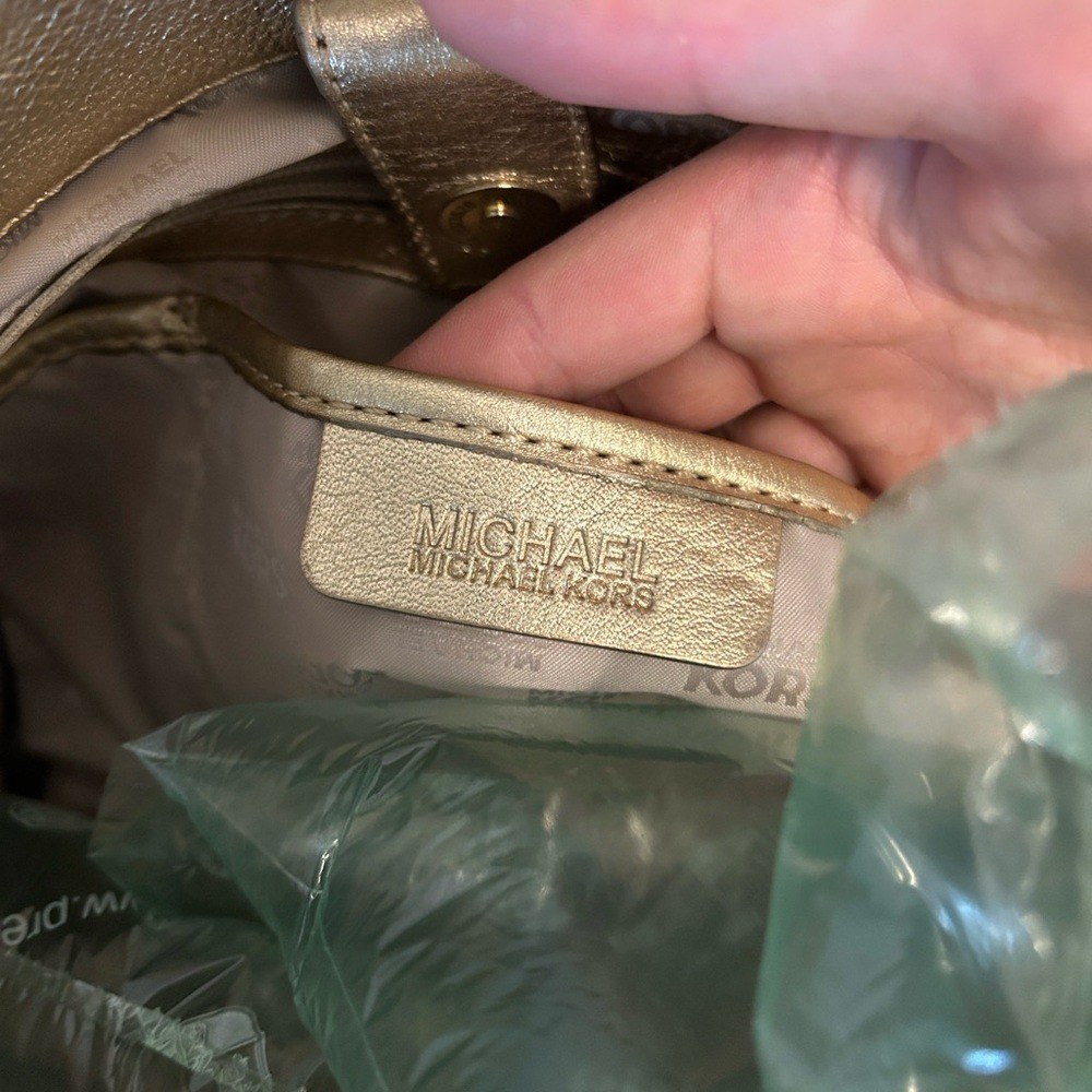 Michael Kors Hamilton Gold Leather Handbag