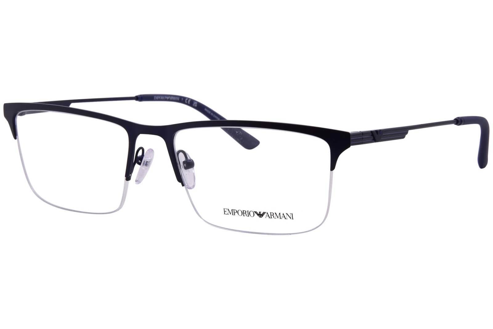 Emporio Armani EA1177 3424 Eyeglasses Men’s Metal Blue Semi Rim 57mm