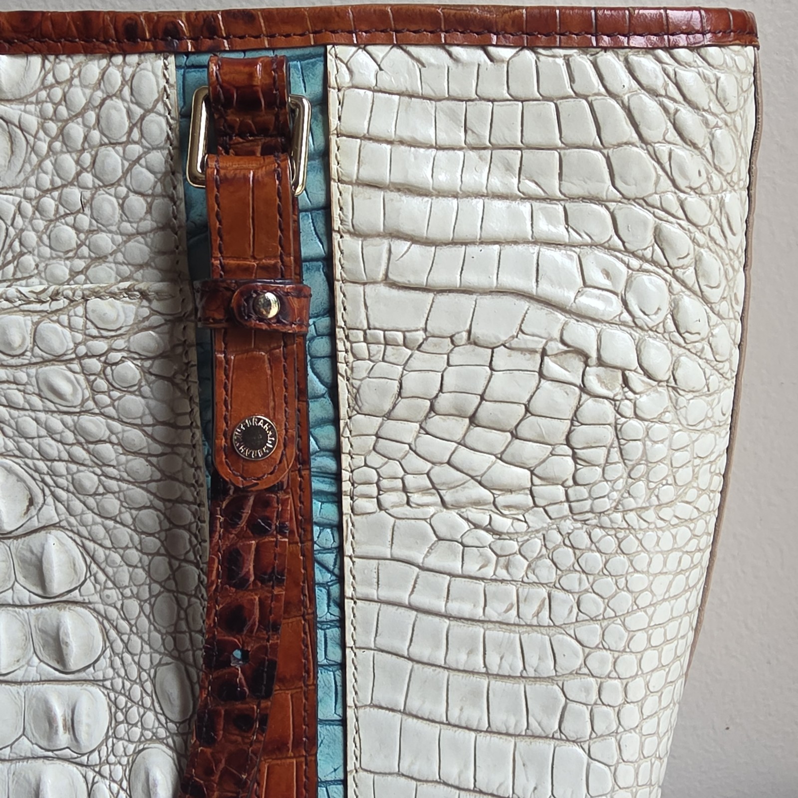 Brahmin Medium Asher Tote Coconut Soraya Melbourne Leather Rare Crocodile White