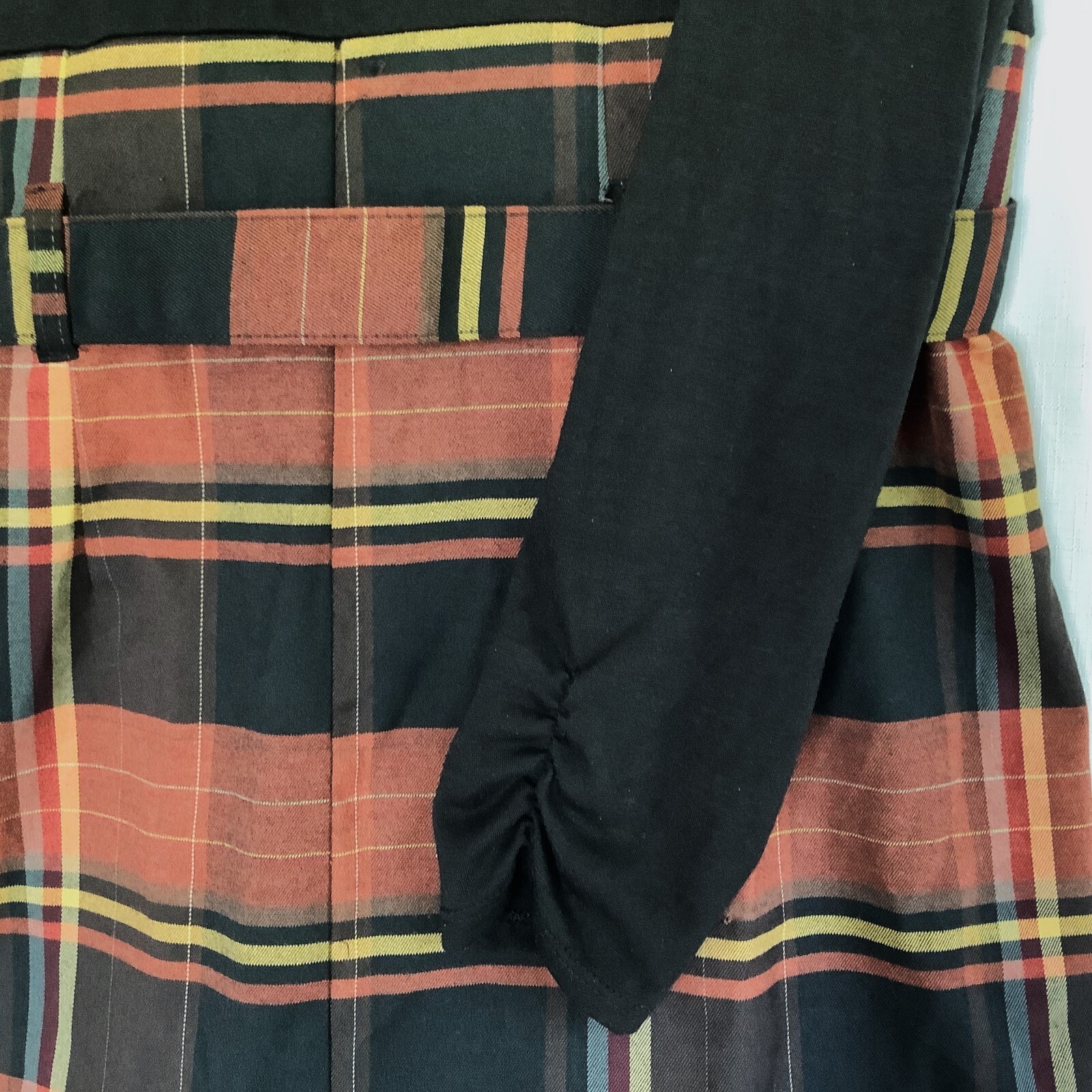 Monroe & Main Belted Midi Dress Vtg Size 18W Plaid Black Brown Yellow USA-Made