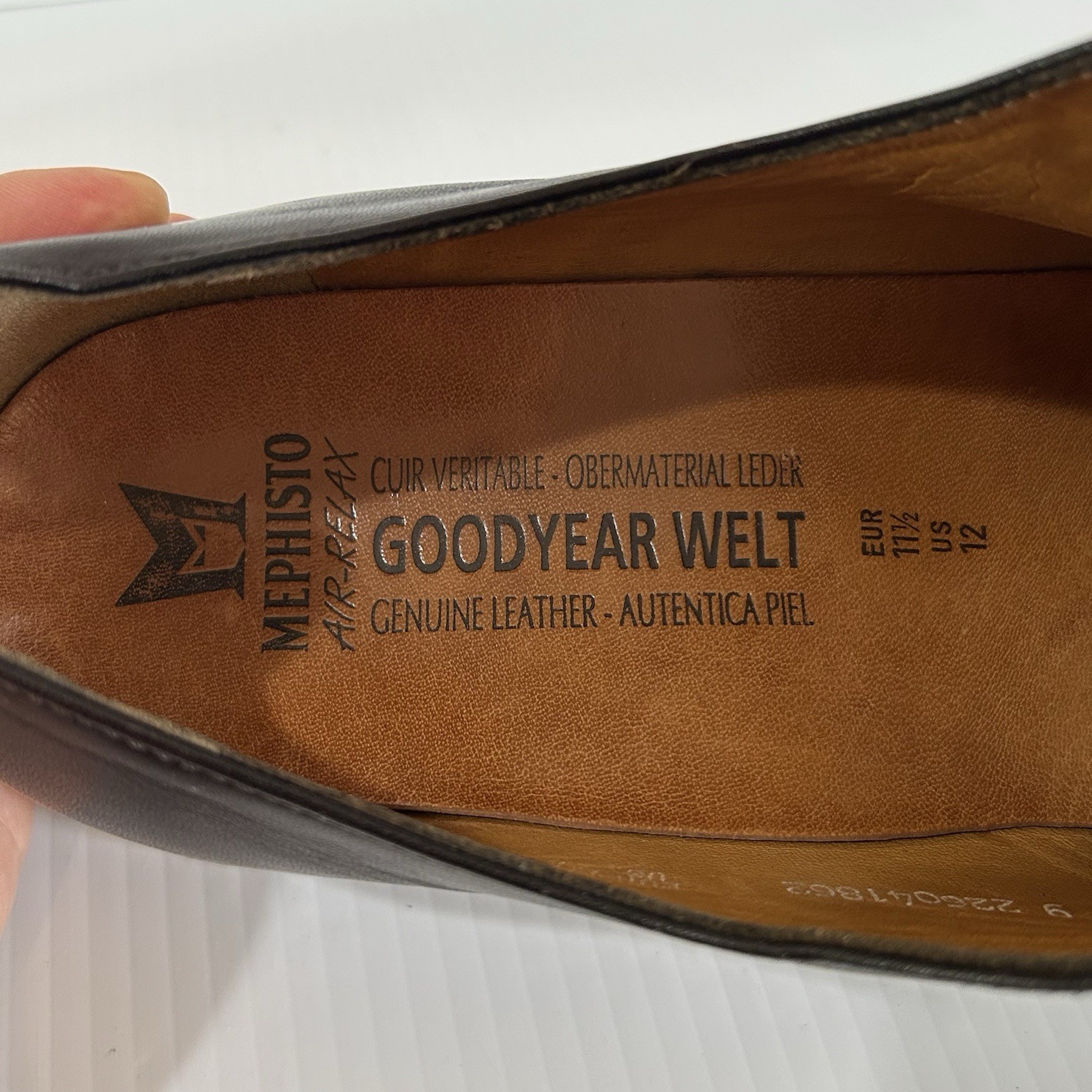 Mephisto France Air Relax Cap Toe Brown Leather Oxfords Goodyear Welt US Size 12