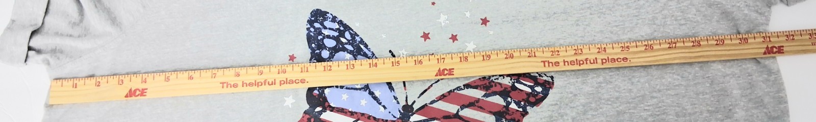 Woman Within Kangaroo Pocket Tee Size 34/36 Gray Butterfly American Flag Preowne