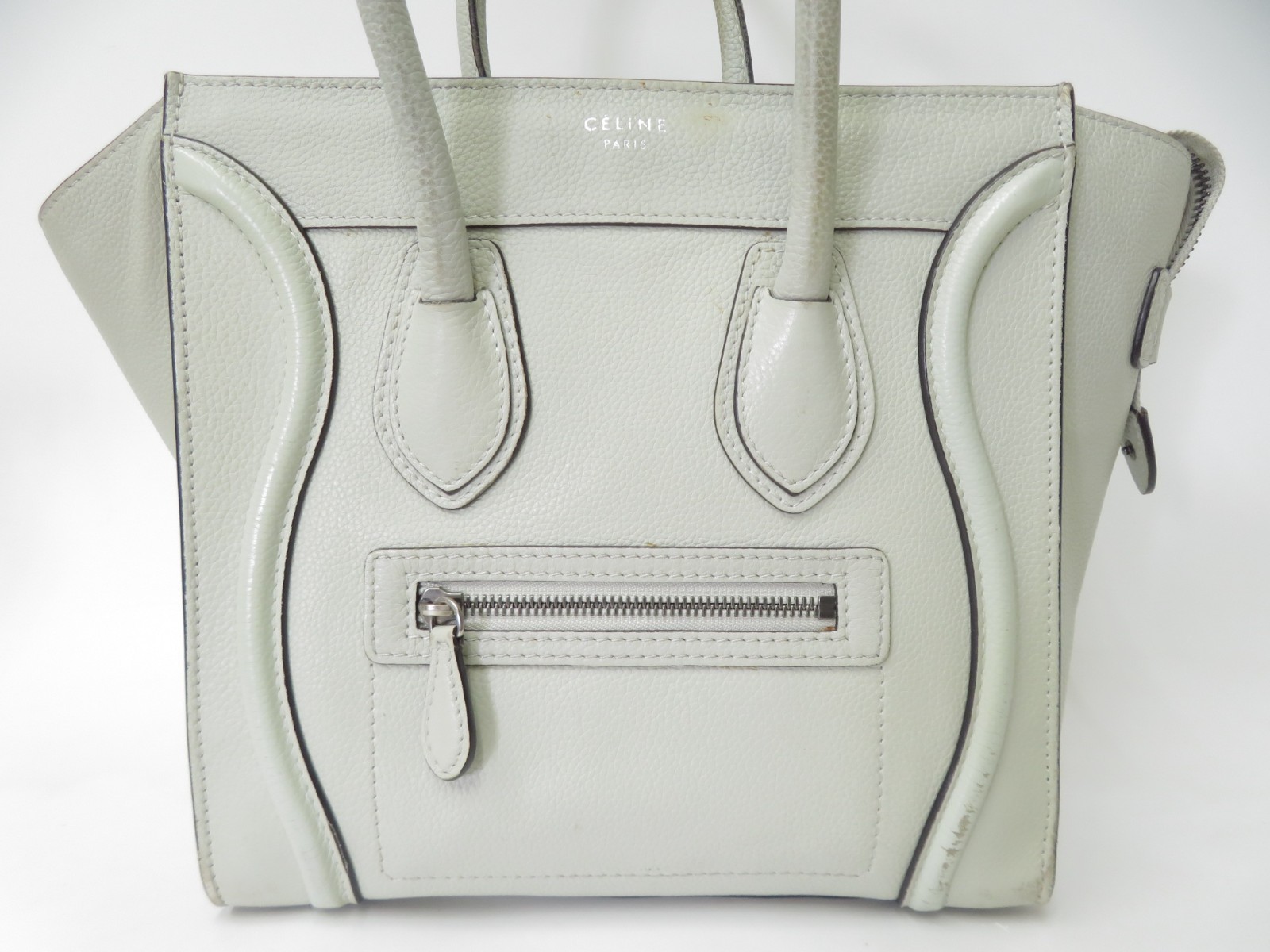 Authentic CELINE Luggage Micro Shopper Suede Leather Hand Bag I#52910