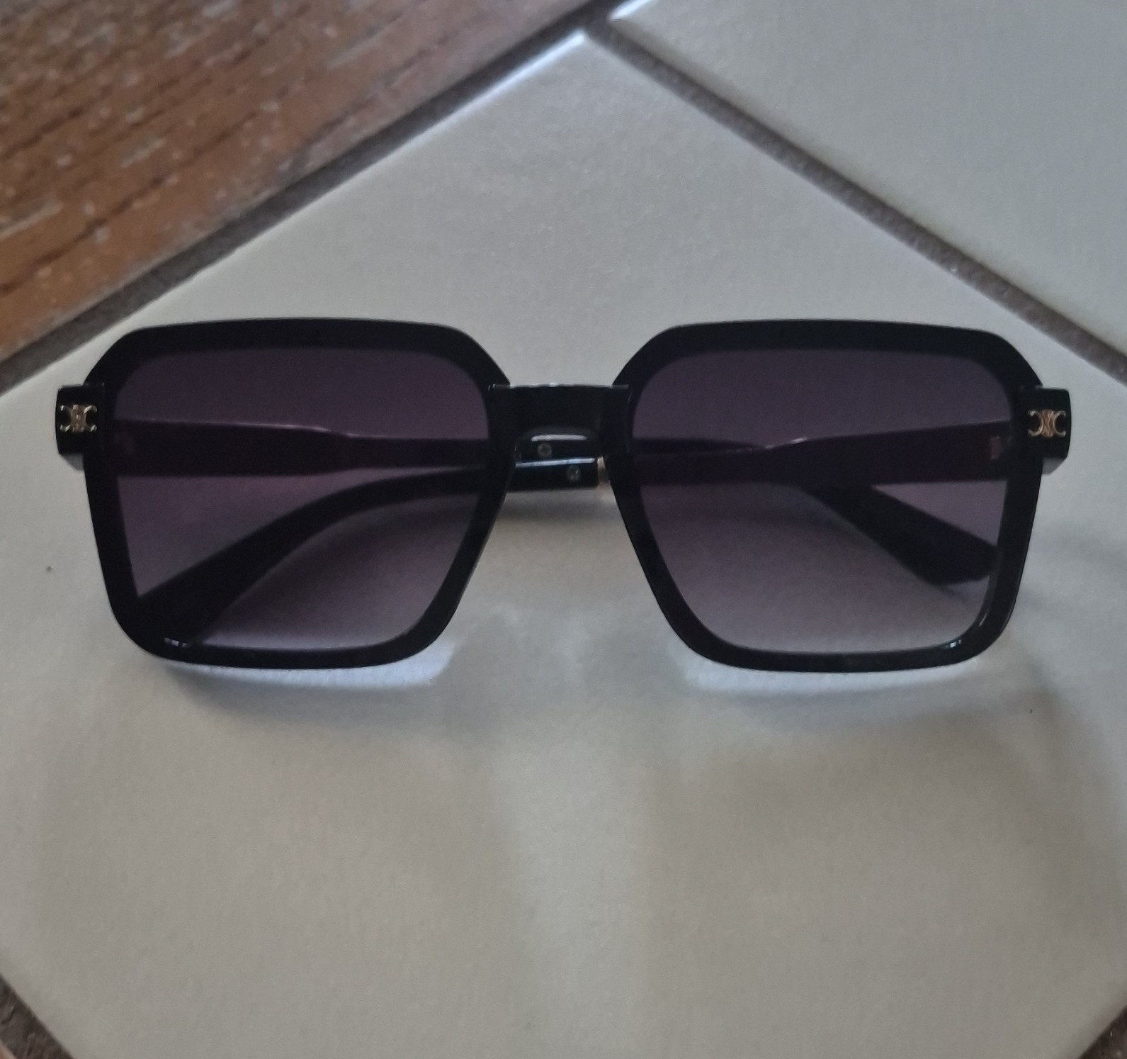 Celine Women’s Oversized Square Sunglasses Black Frame Purple Tinted Lens