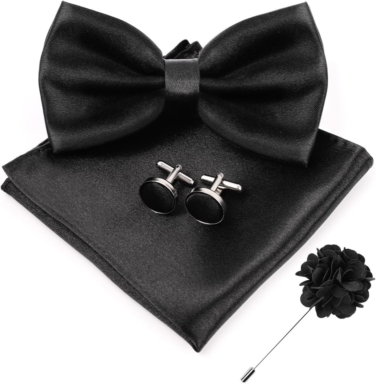 4PCS Black Bowties Men Kit, Pre-tied Corbatines para Hombres Elegantes, Bowtie a