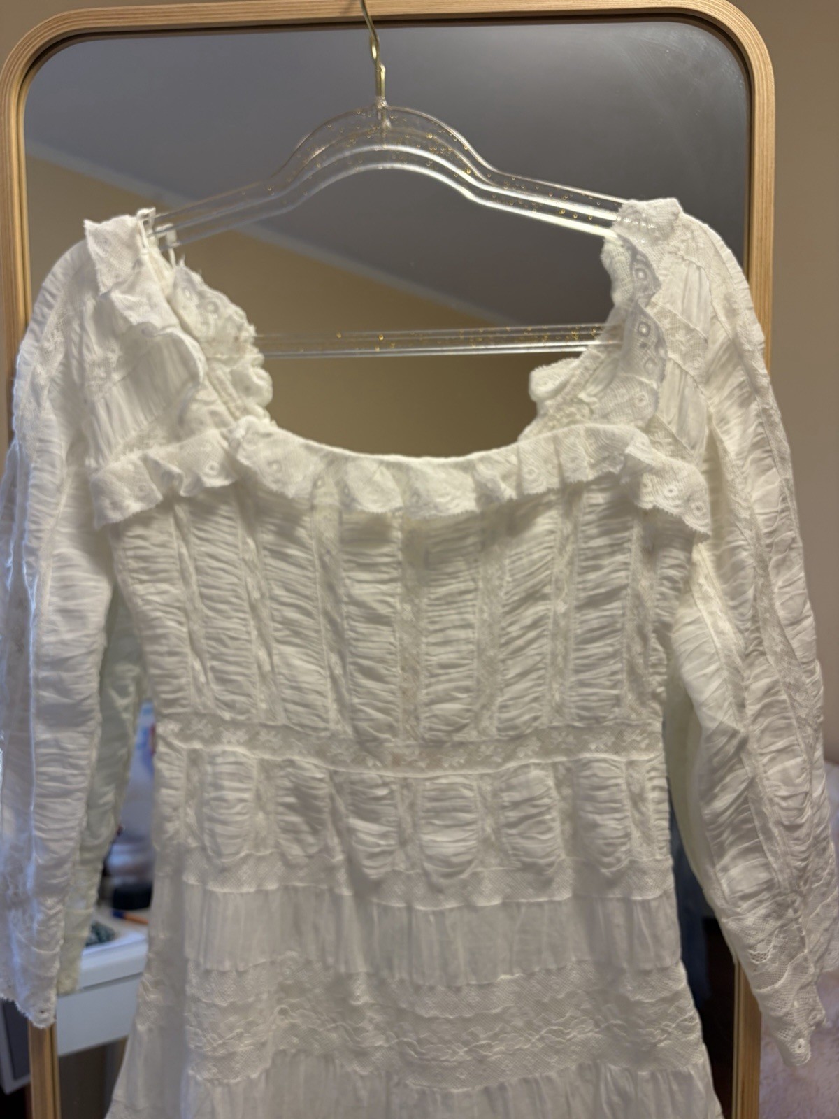 DÔEN Anneliese Dress Salt XS NWT White Lace Prairie Maxi Dress