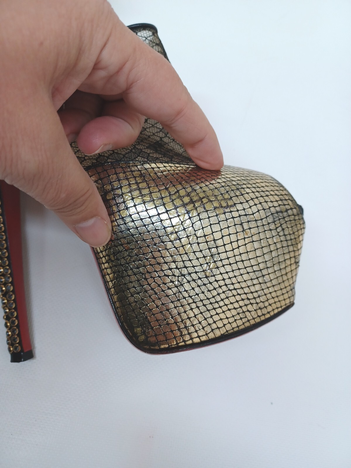 $3600 CHRISTIAN LOUBOUTIN 37 Booties Heels Aeronotoc Strass Platform Gold 160