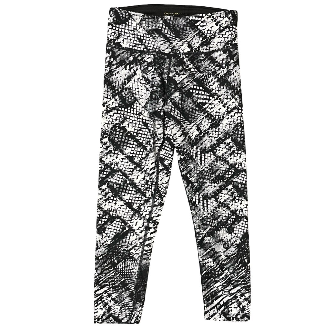 Donna Karan Active Capri Leggings Snake Grid Print Black White Womens Size XS