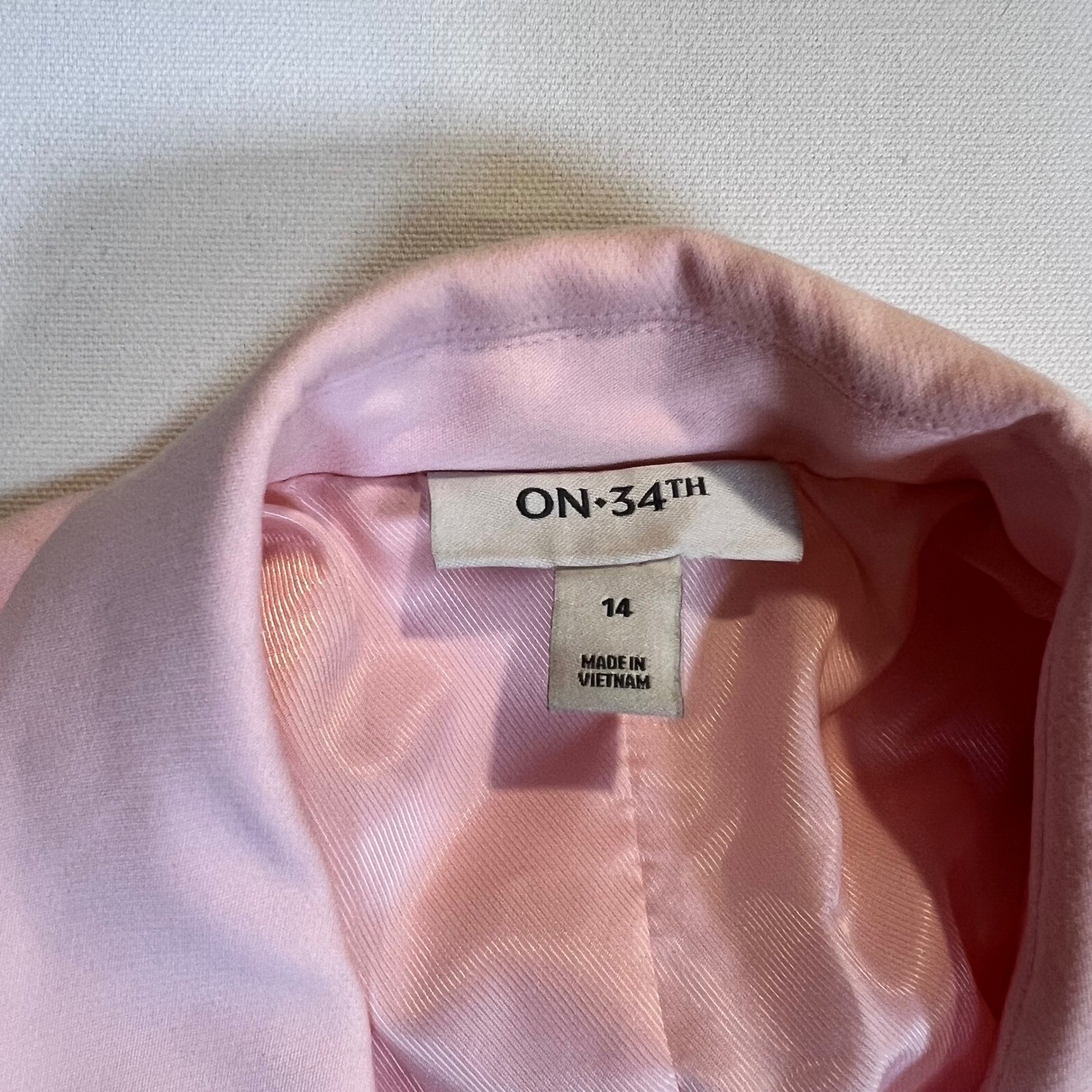 On 34th Womens Pink Single Button Peak Lapel Blazer Jacket Size 14
