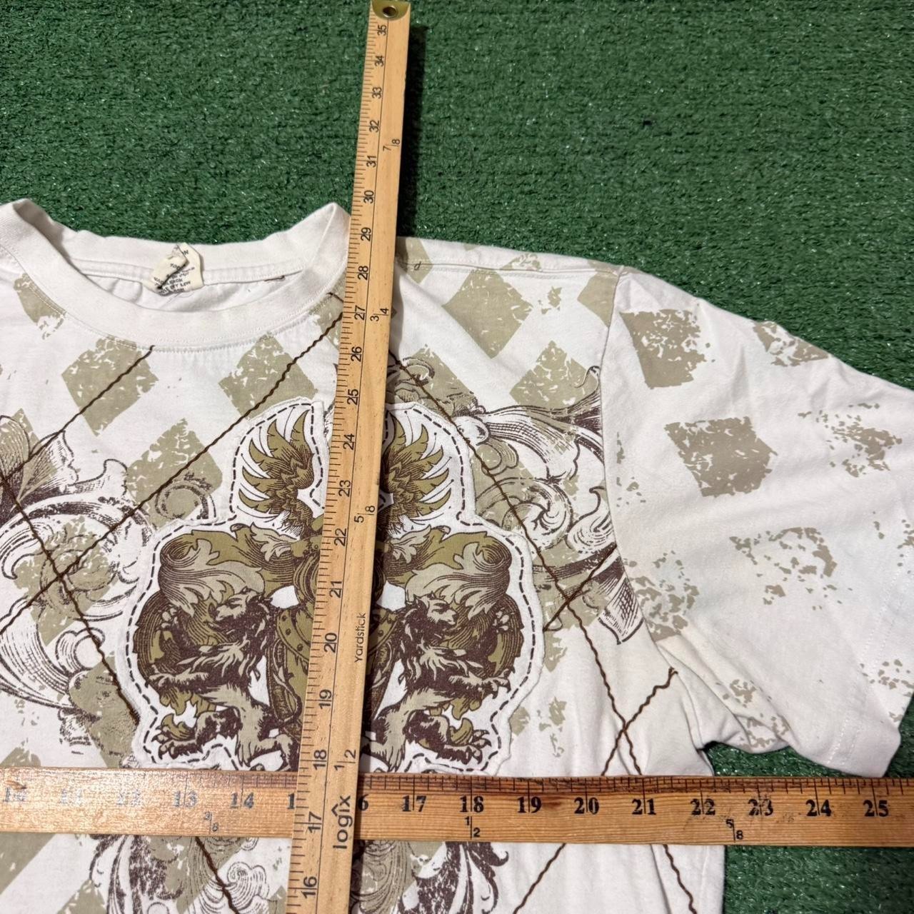 Vintage y2k Raw Blue Aop Shirt White All Over Print Crest Style Size XL
