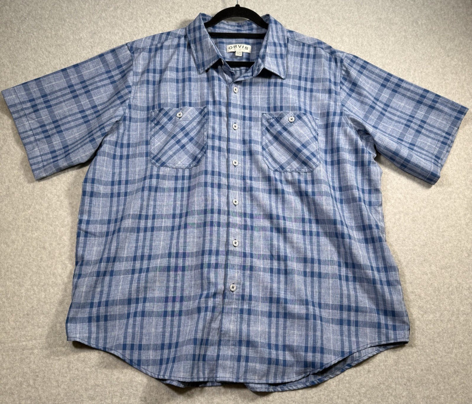 Orvis Classic Collection Mens 2XL Plaid Short Sleeve Button Shirt Two Pockets