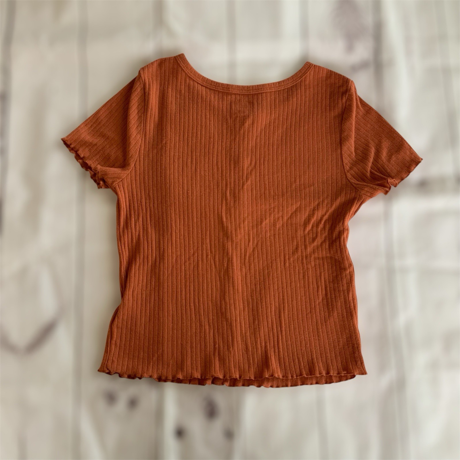 Girls Wonder Nation Cotton Orange Short Sleeve Top Stretch Size Large 10/12 Knit