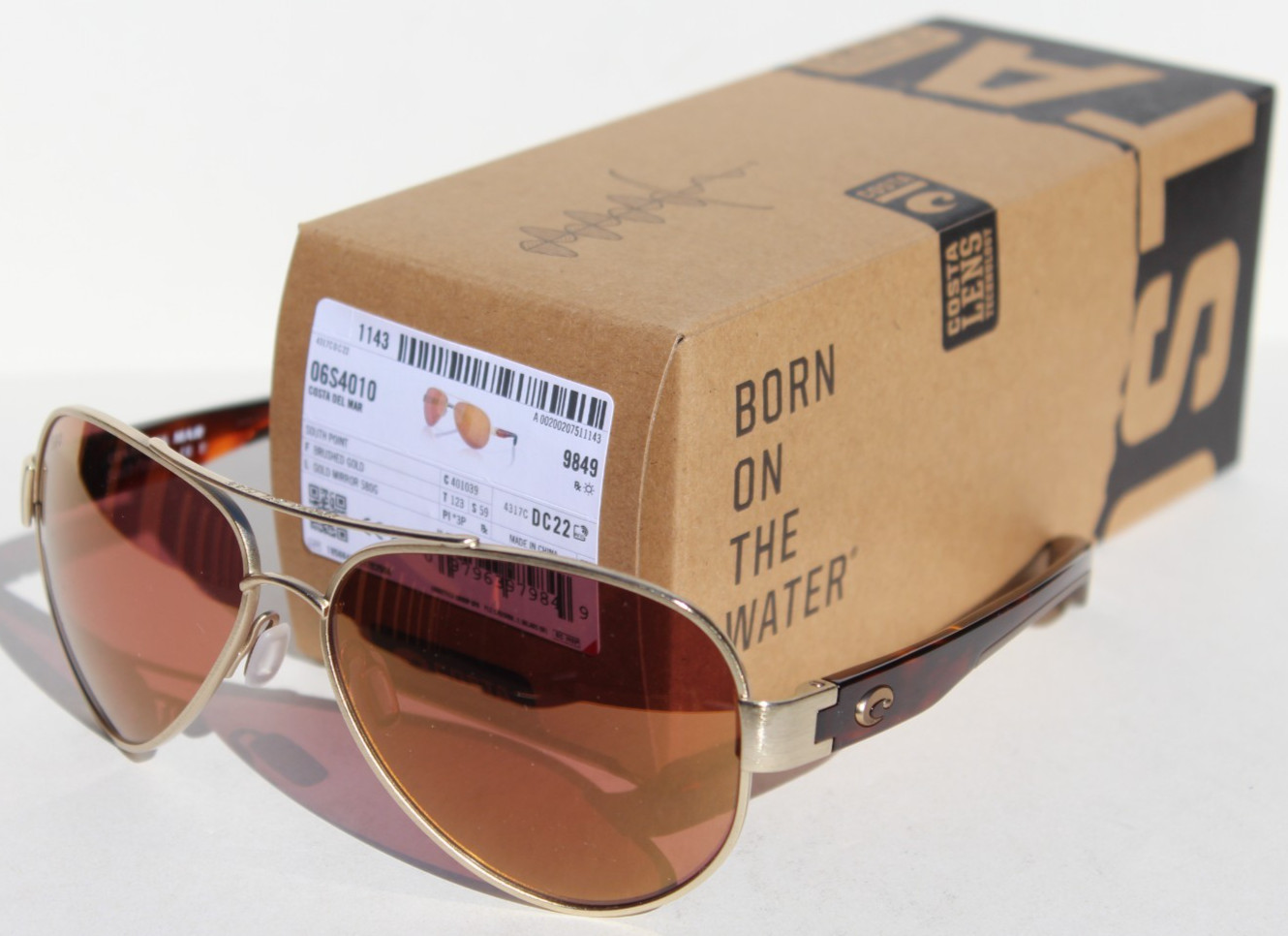COSTA DEL MAR South Point POLARIZED Sunglasses Brushed Gold/Gold Mirror 580G NEW