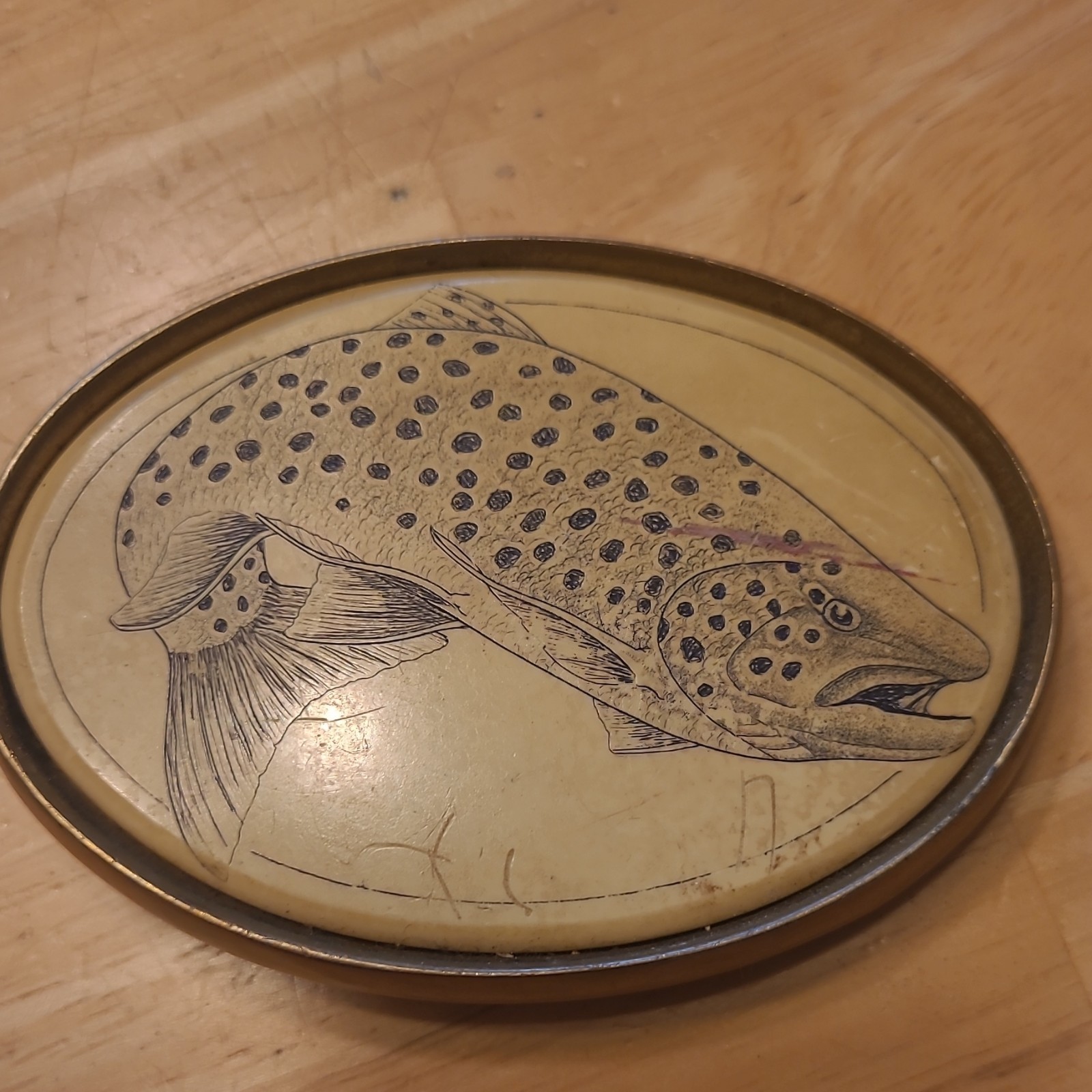 Barlow Solid Brass Oval Fish Western Belt Buckle Gold, Fits 1.75 in Belt