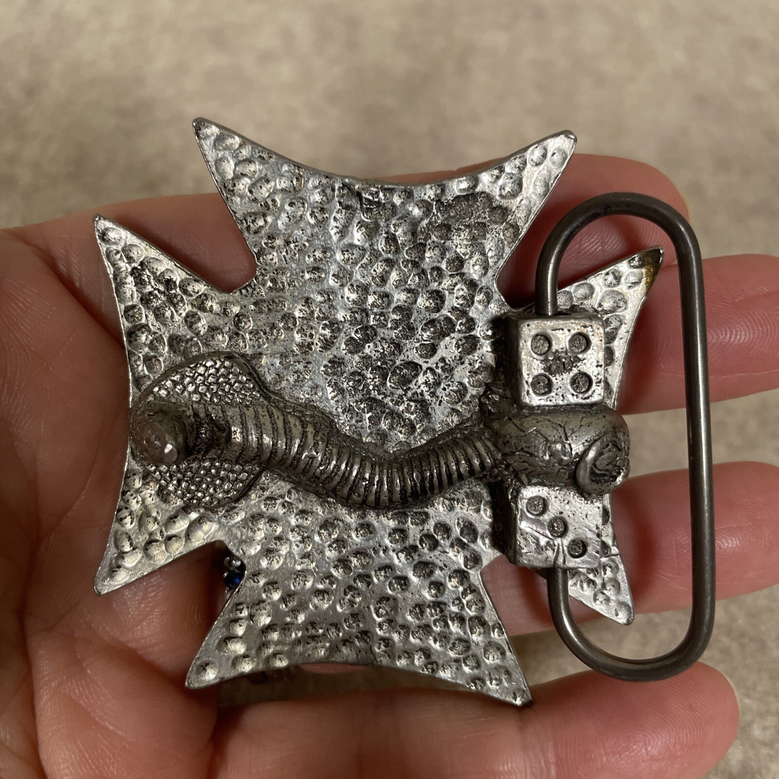 Iron Cross Dress Belt Buckle Motorcycle Biker Goth Punk Cowboy Vintage 90s