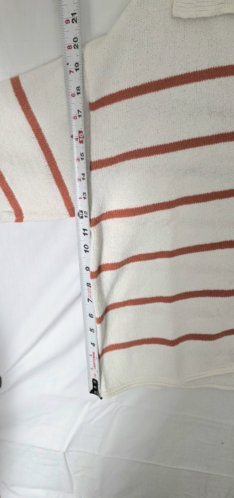 Moonlitx Sweater Top Womens Large Knit Orange Striped 80/20 Cotton/Polyester