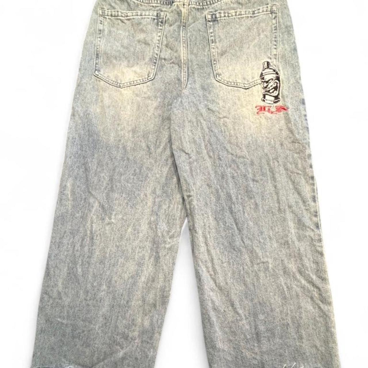 JNCO-style RSQ Light Blue Jeans with Spray Paint Design Size 30