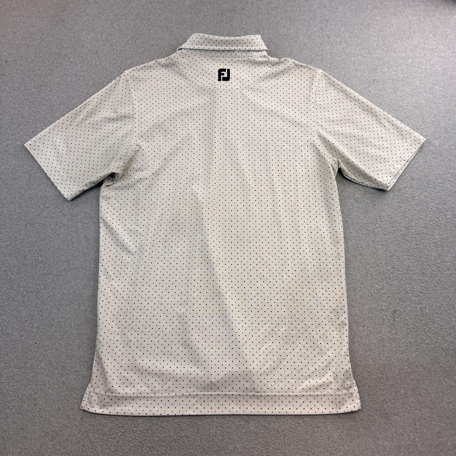 FootJoy Polo Mens Medium White Polka Dot Short Sleeve Rio Mar Golf Shirt