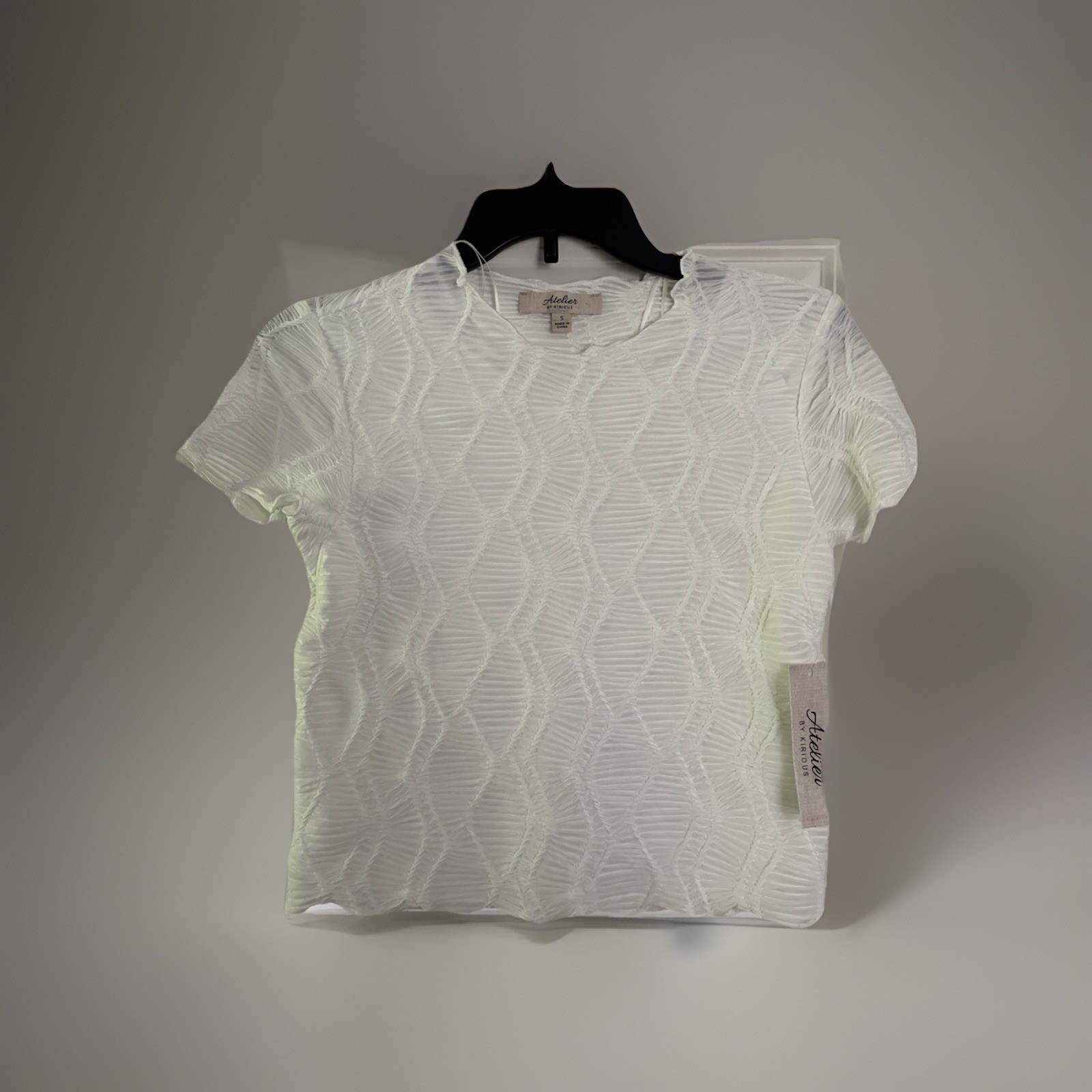 Atelier Kirious Short Sleeve Shirt NWT Boho Small Cottage Core Stretch White