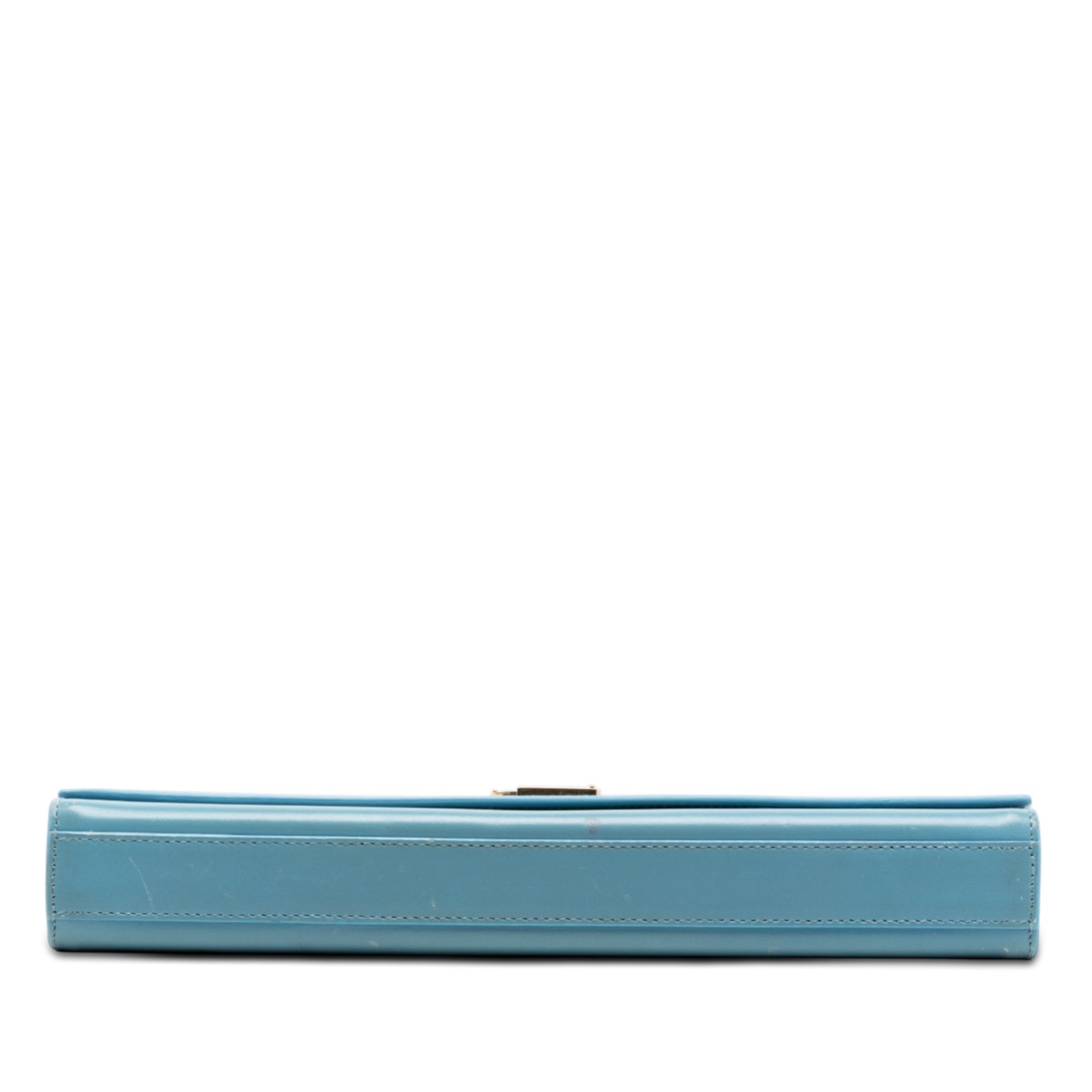 Saint Laurent Smooth Leather Cassandre Clutch Pre-Loved Light Blue