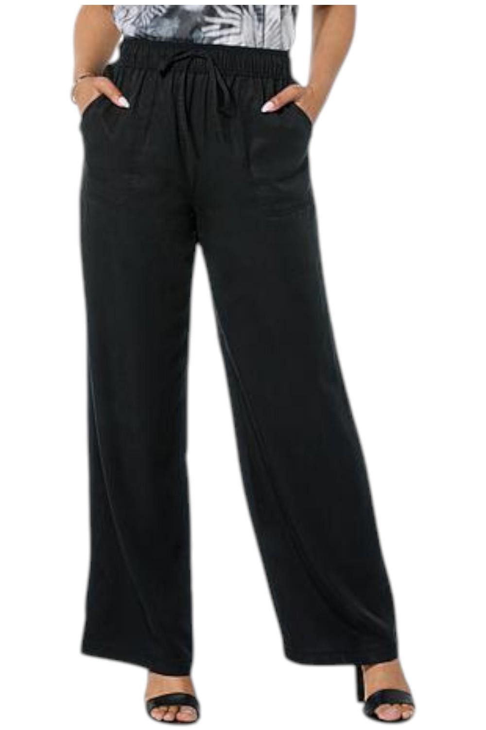 G by Giuliana Women’s Woven Tencel Wide-Leg Pant Black Wash