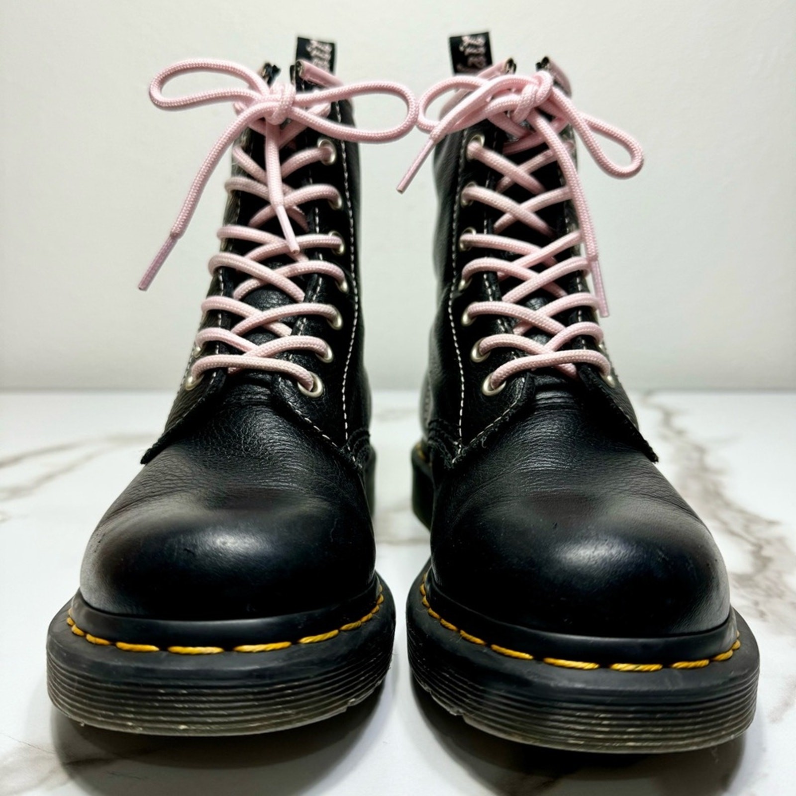 ⭐️RARE⭐️ Dr. Martens 1460 Contrast Leather Lace Up Chalk Pink Women’s Boots, 5