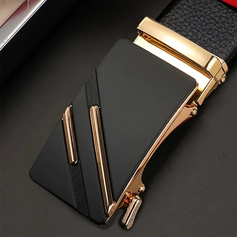 Premium Men’s Leather Belt with Automatic Alloy Buckle