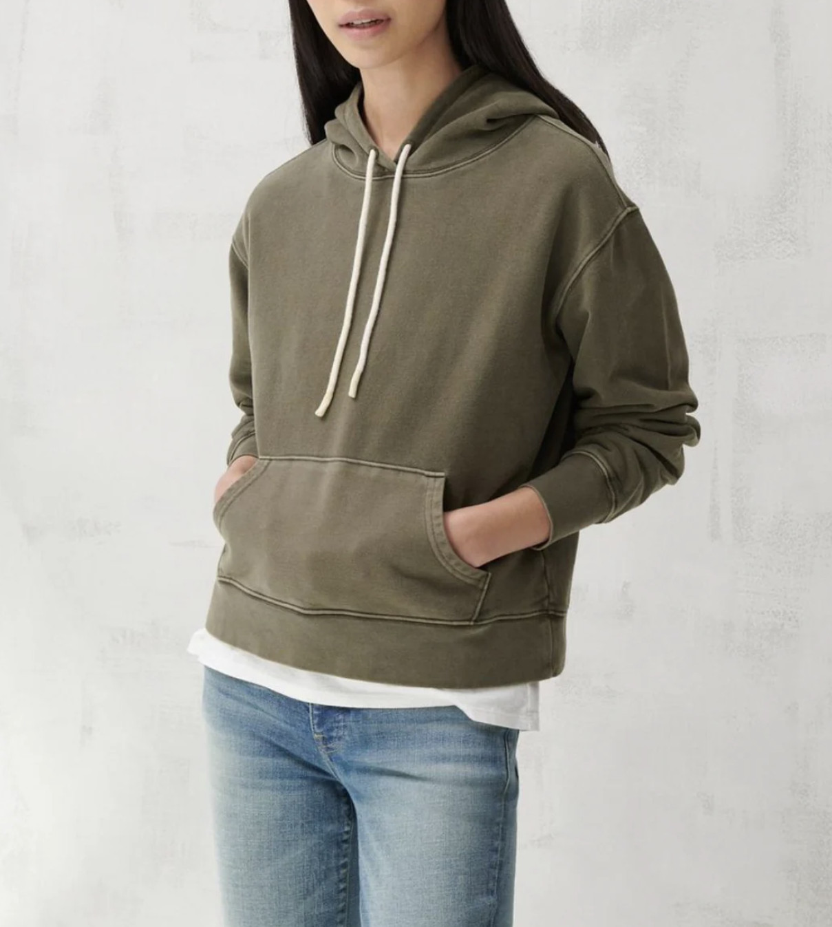 Lucky Brand Moss Green Long Sleeve Sueded Terry Hoodie Sweatshirt Sz XL