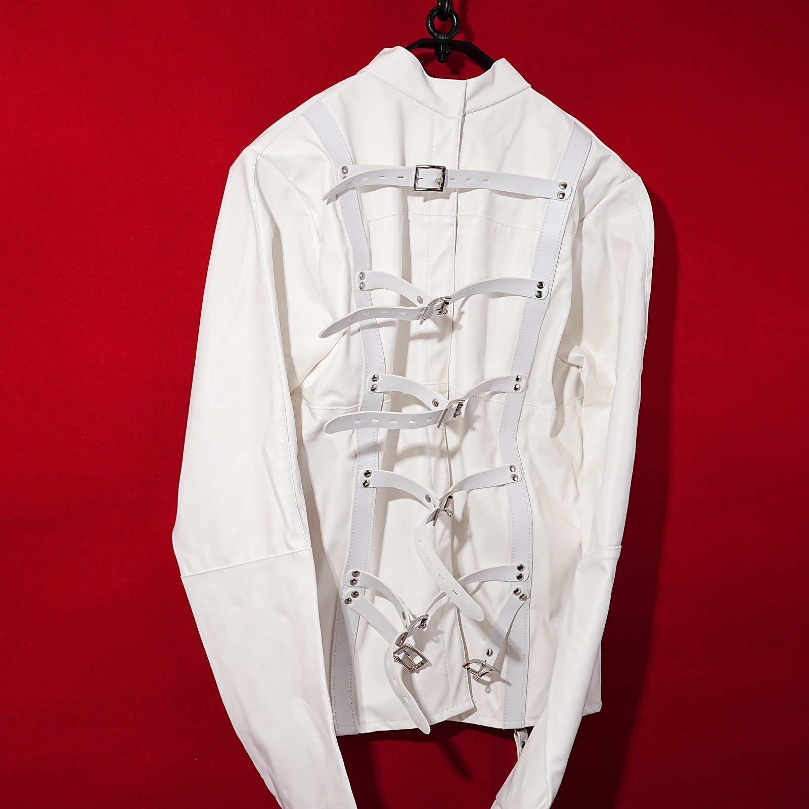 White Asylum Straight Jacket Costume S/M L/XL BODY HARNESS Restraint Armbinder