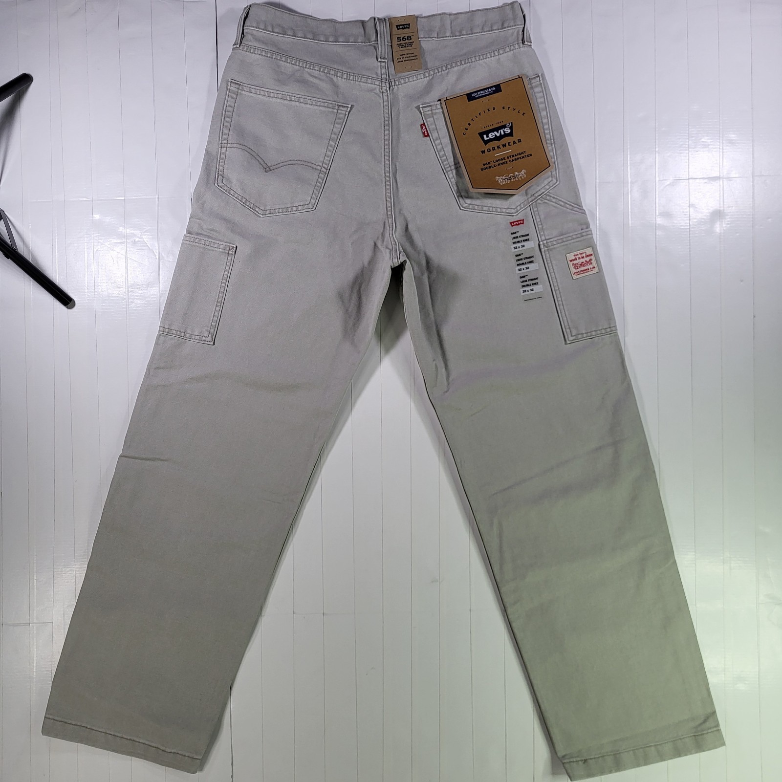 Levis 568 Double Knee Jeans 32×32 Carpenter Utility Loose Straight Men’s Gray