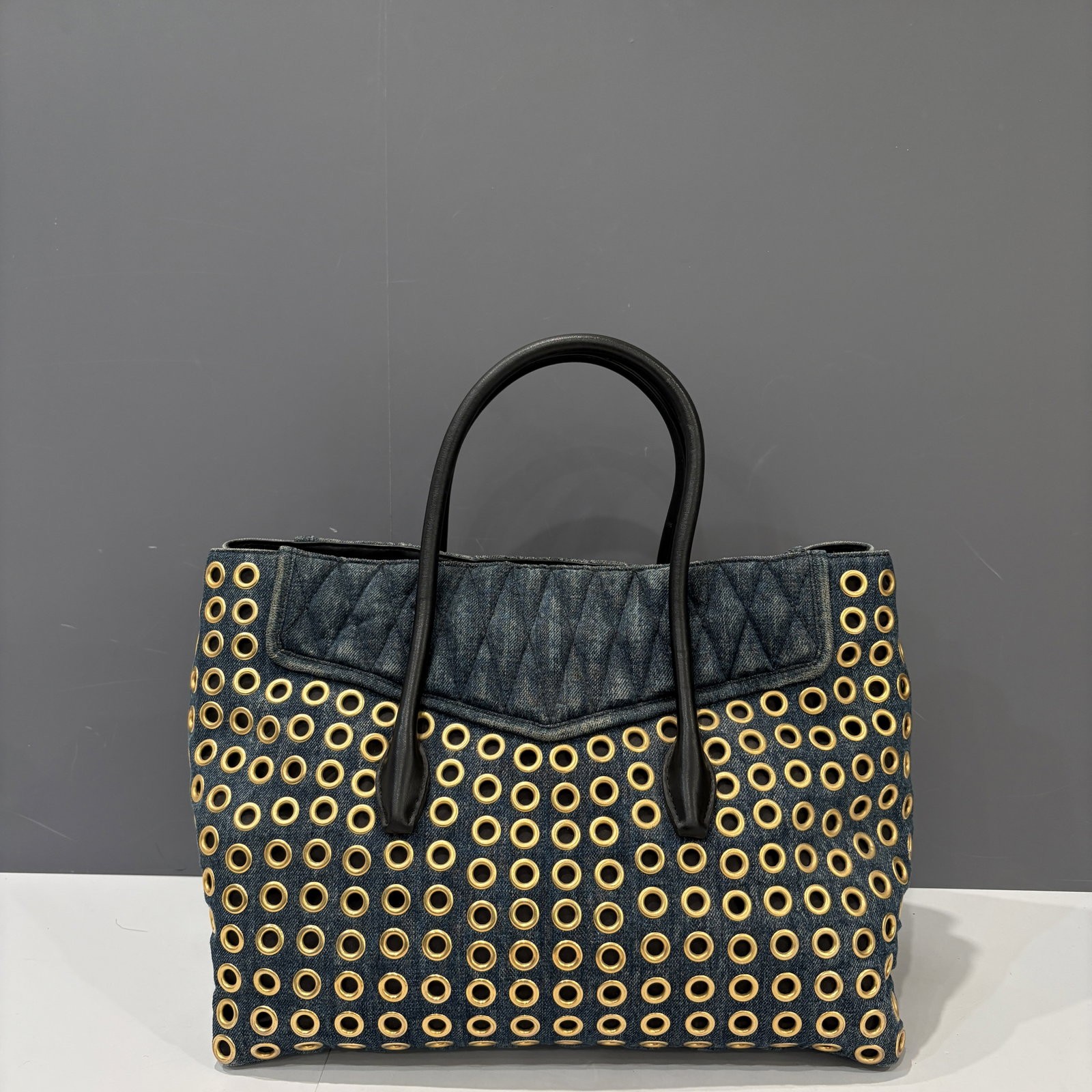Miu Miu Eyelet Two Way Bag Blue Denim (ya041226a8)