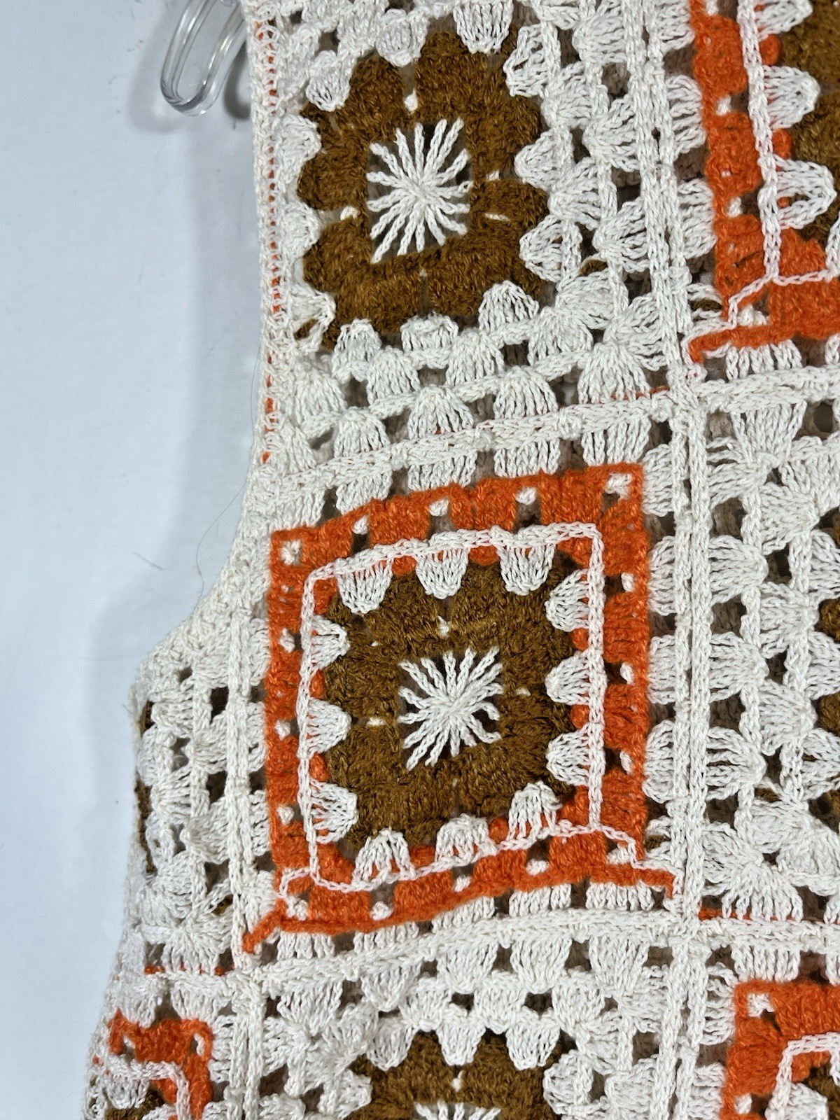 Liv Los Angeles Granny Square Crochet Afghan Crop Top Large Festival Boho NEW