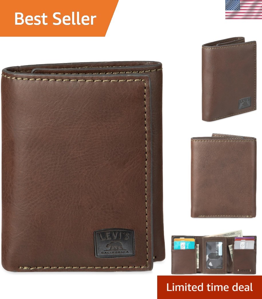 Durable Men’s Slim Trifold Wallet – 6 Card Slots & ID Window for Everyday Use