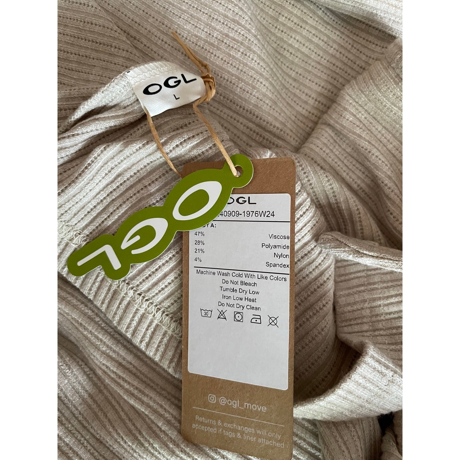 OGL Flare Cardigan Sweater Rib Knit Tan Size Large NEW