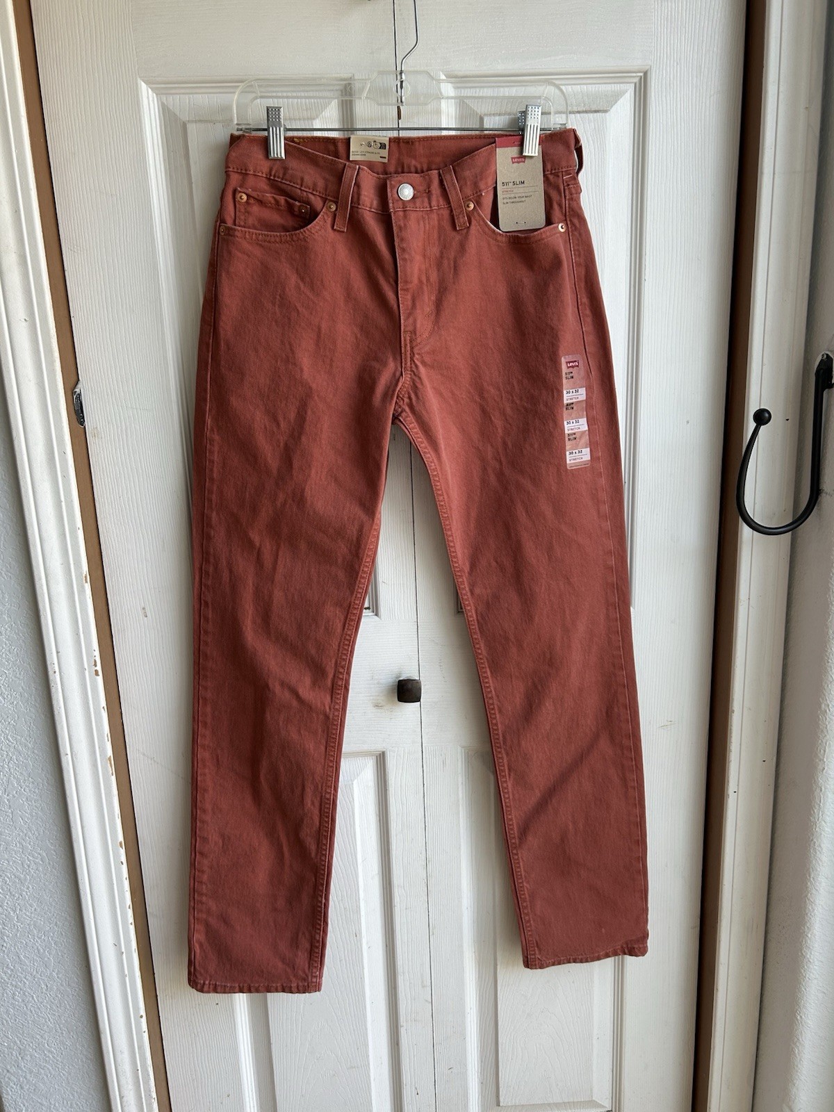 NWT Mens Levi’s 511 Autumn Orange Slim Stretch Denim Jeans RARE Size 29 x 32