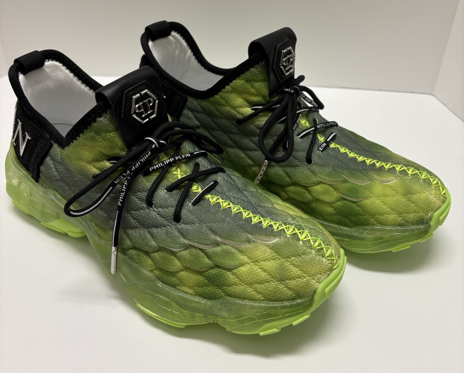 Philipp Plein Runner Hyper Shock Sneakers US 8 EU 41 Green Black New w/ Box