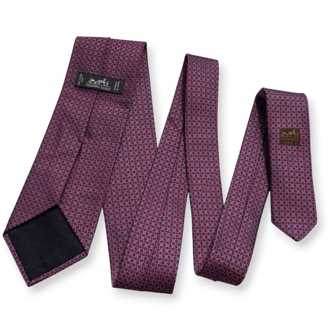 Condition HERMES Tie Pattern Jacquard Glossy 8cm