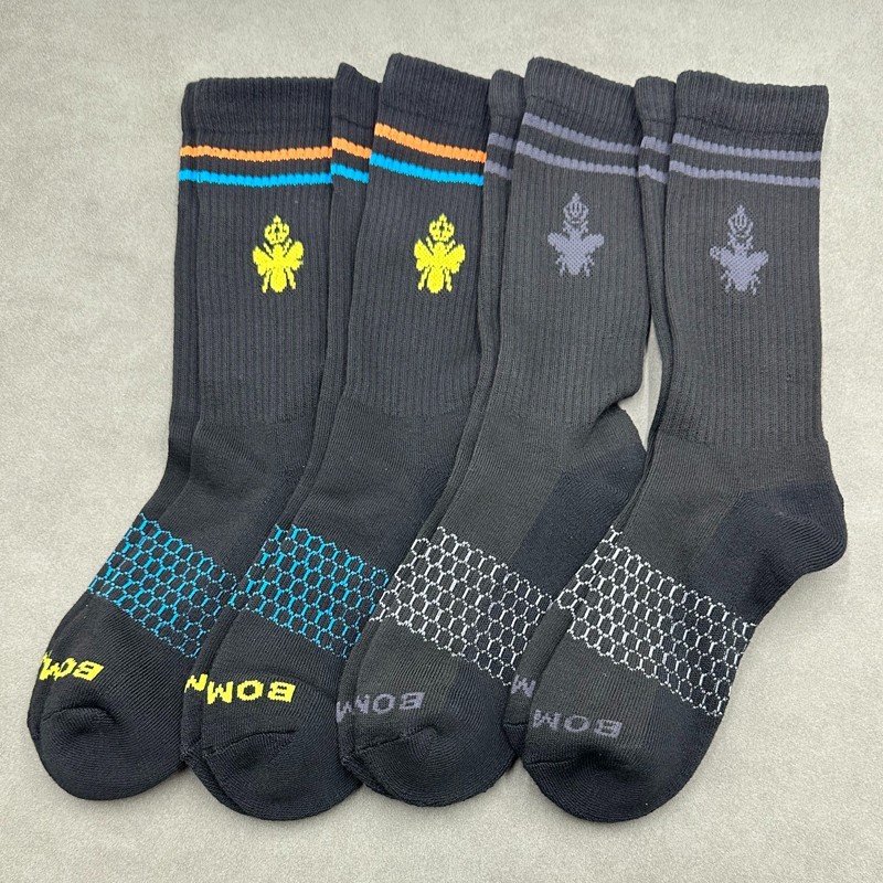 BOMBAS 4 Pairs Men’s Cushion Solid Calf Socks 2 Colors Mix everyday Size M 6-9
