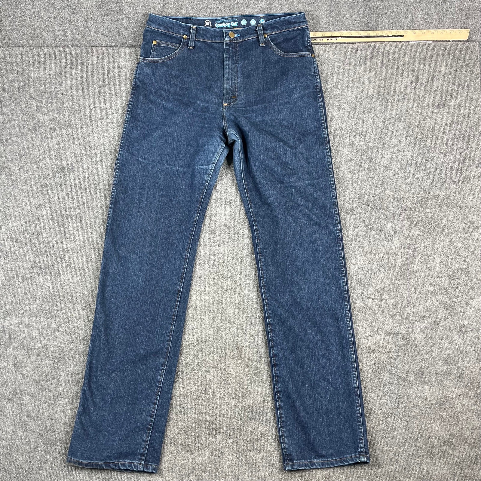 Wrangler Jeans Mens Size 34×36 Blue Straight Leg Comfort Flex Stretch Denim