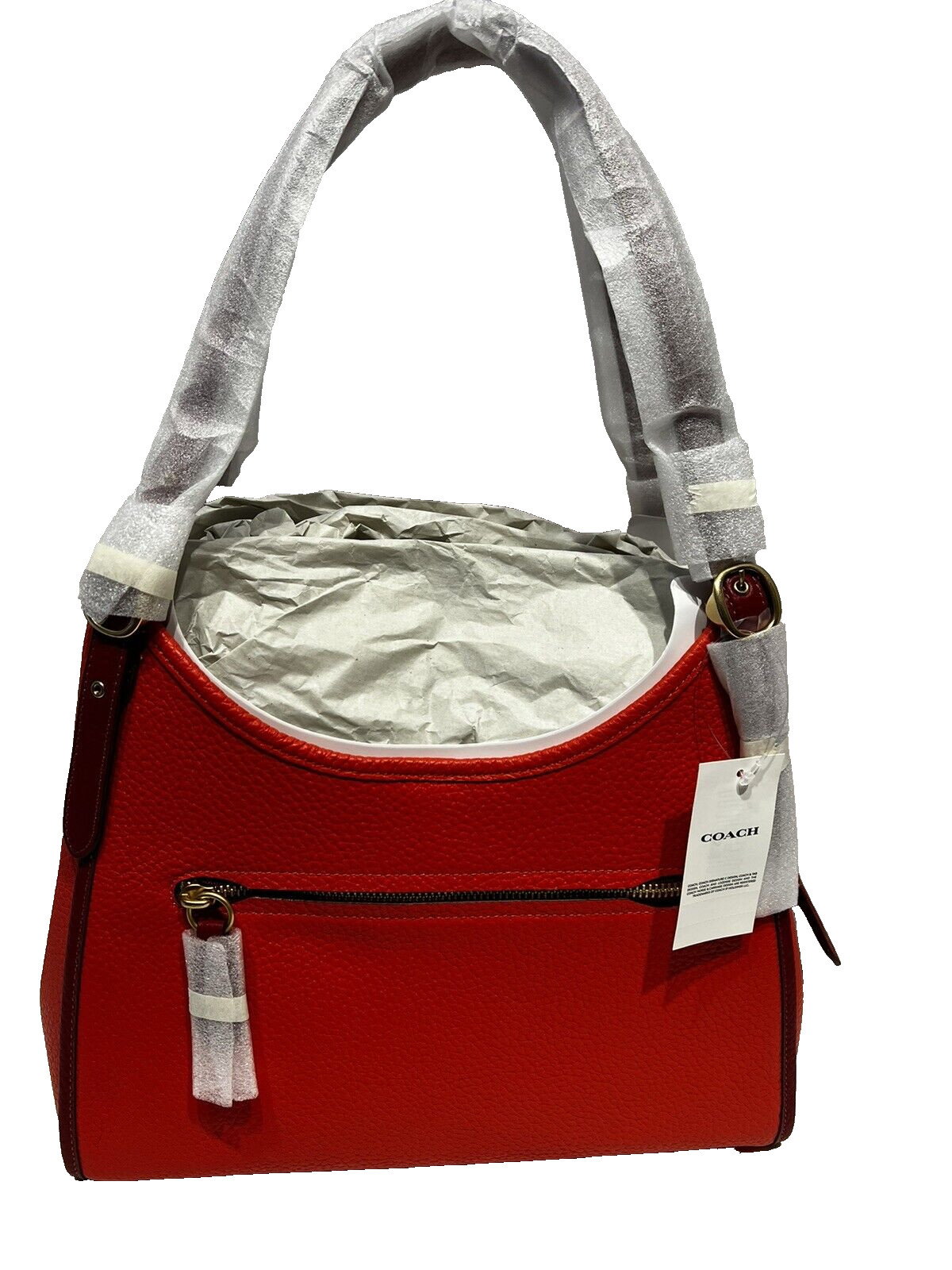 New Coach Lori Shoulder Bag Leather Colorblock Brass/Red Orange Multi C6627