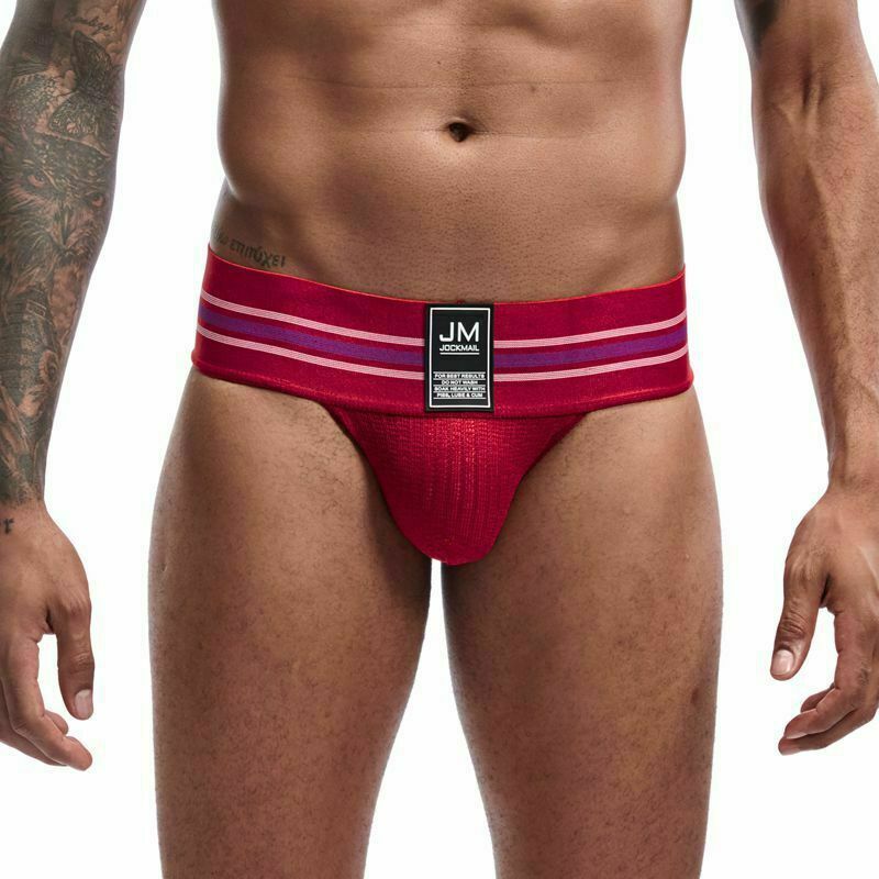JOCKMAIL Mens Wide Belt Jockstrap Sexy Sports Cotton Briefs Thongs Underwear